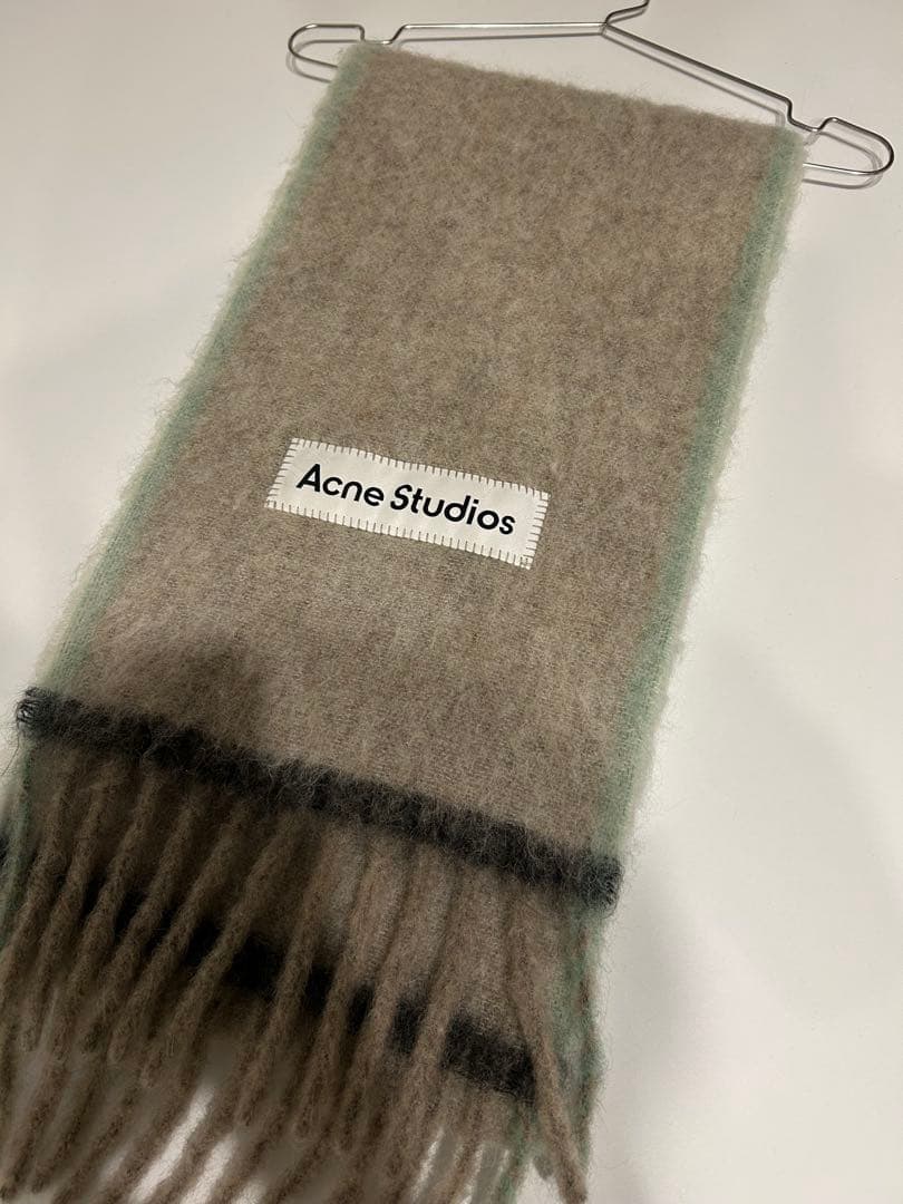 Acne Studios マフラーベージュ/ミント グリーン 250x28cm