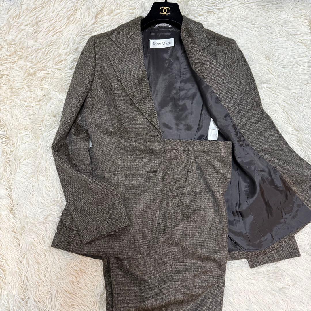 大きいサイズ✨マックスマーラ 【白タグ】パンツスーツ アンゴラ混 42