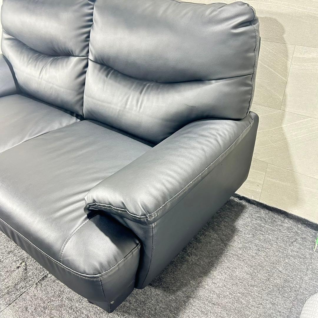 ニトリ 2人掛け ソファ Nシールド キャッツ3 合皮 黒 d5157