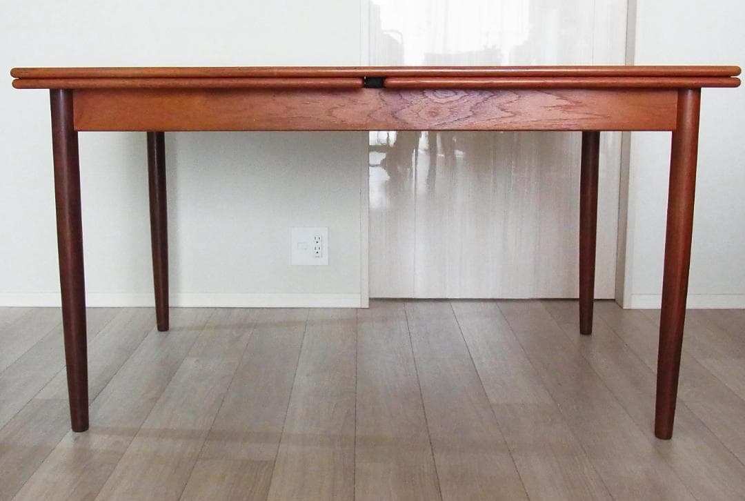 杢目が美しい伸長式 エクステンション ダイニングテーブル 北欧家具　ビンテージ