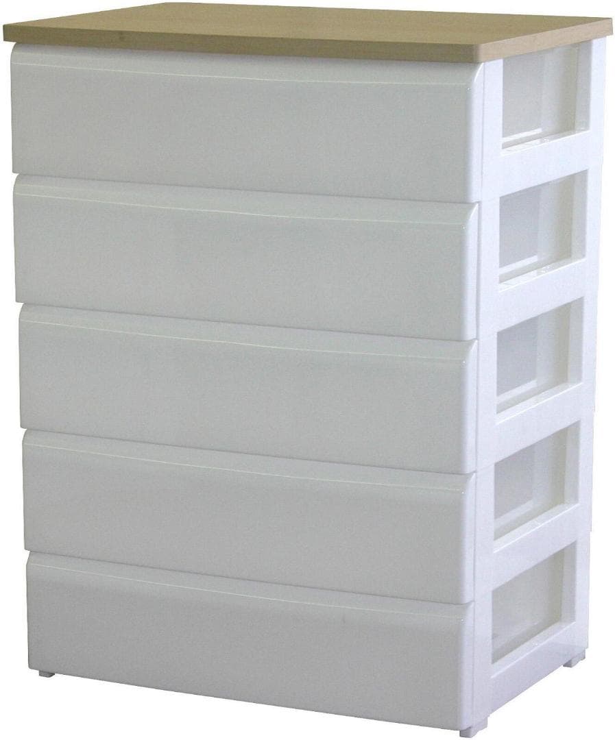 PES CST　収納チェスト　5段　ナチュラル＊ホワイト　幅56㎝