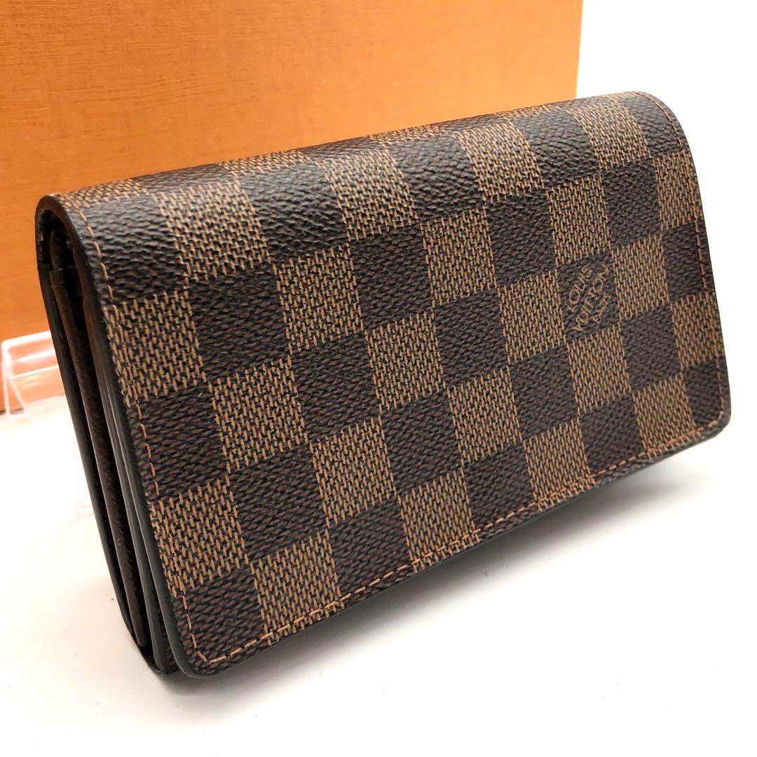 【新型】ルイヴィトン ダミエ エベヌ トレゾール 二つ折り財布 ブラウン