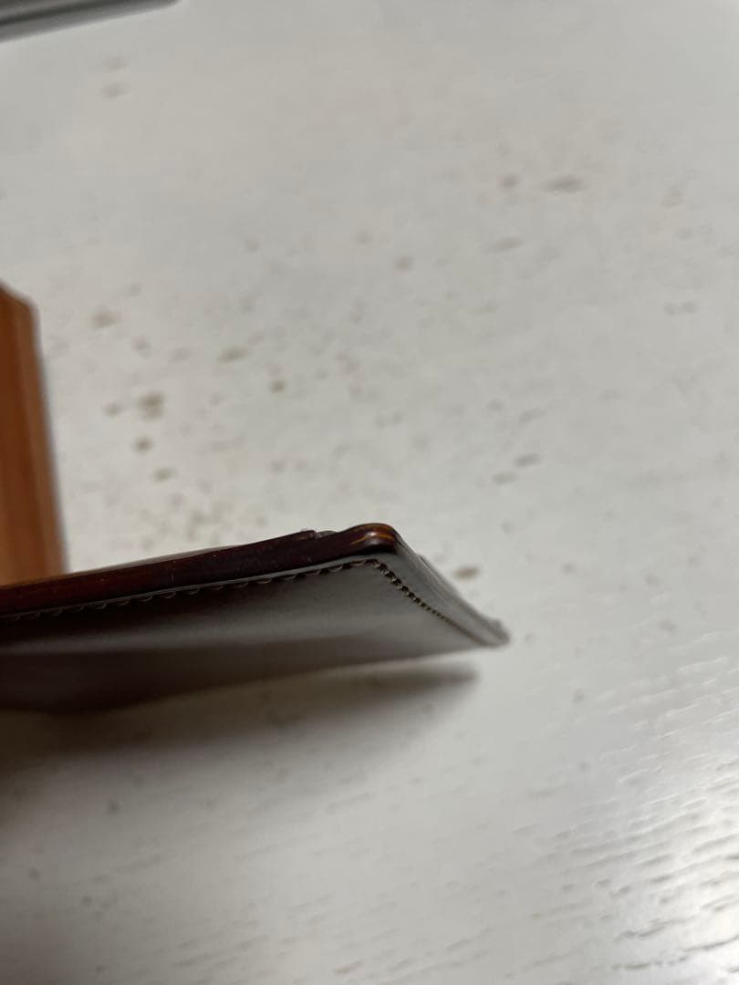 GANZO シェルコードバン2 小銭入れ付き二つ折り財布 ナチュラル シミ有り