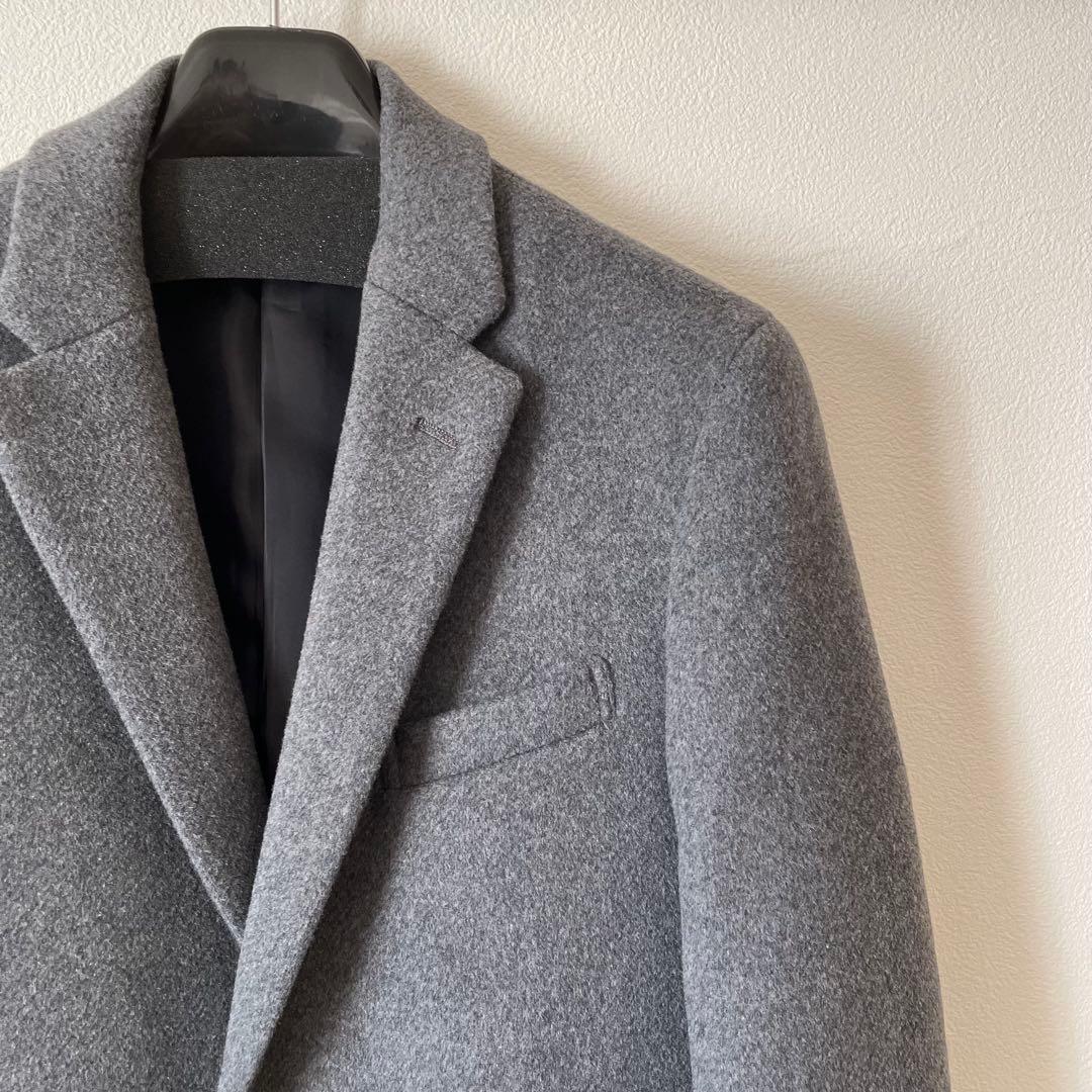 【新品同様】BEAMS タスマニアウール チェスターコート グレー Mサイズ