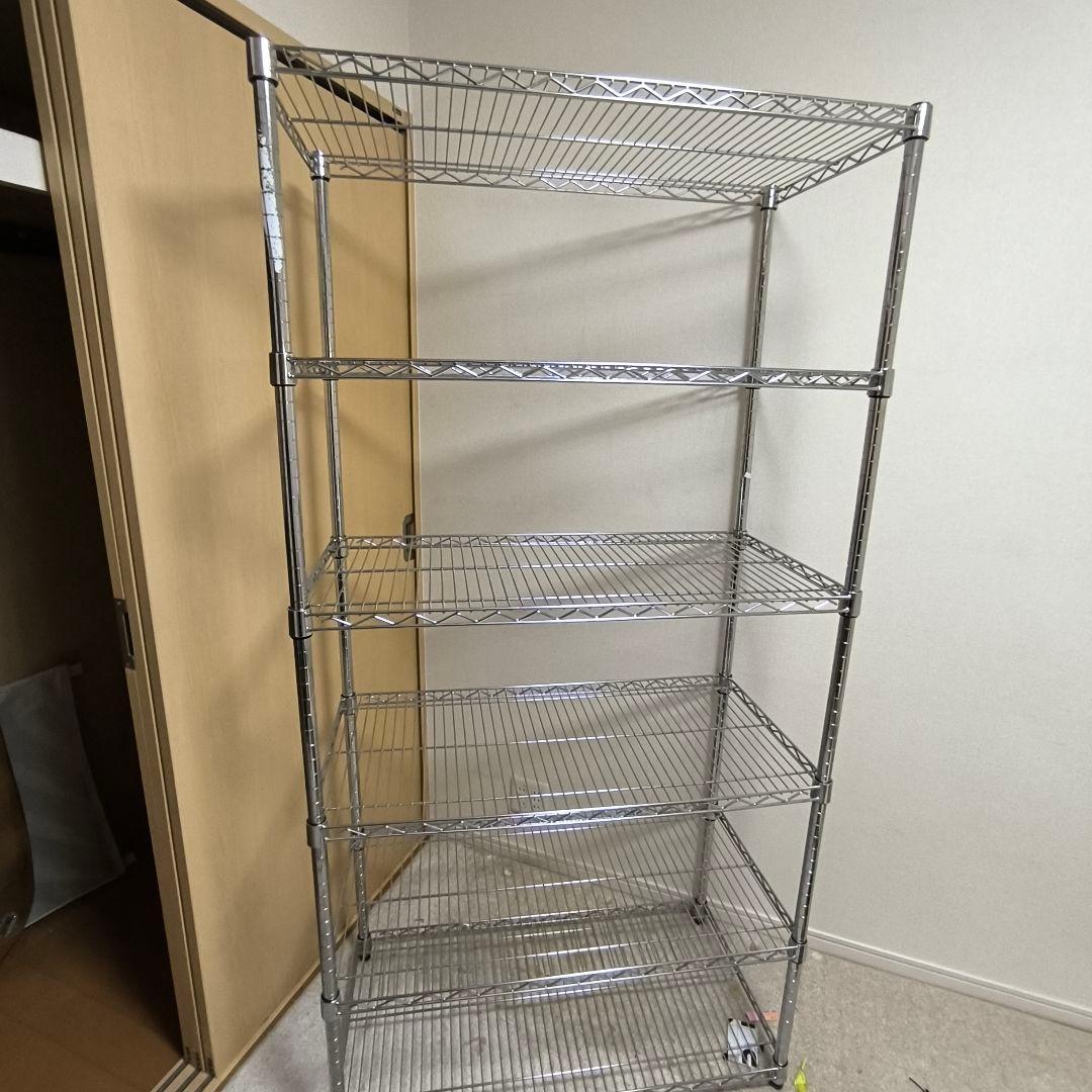 【幅90cm】スチールラック 5段 シルバー 棚板1枚追加済み　値引き交渉可