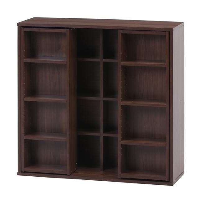 ダブルスライド収納棚 W90 ミディアムブラウン