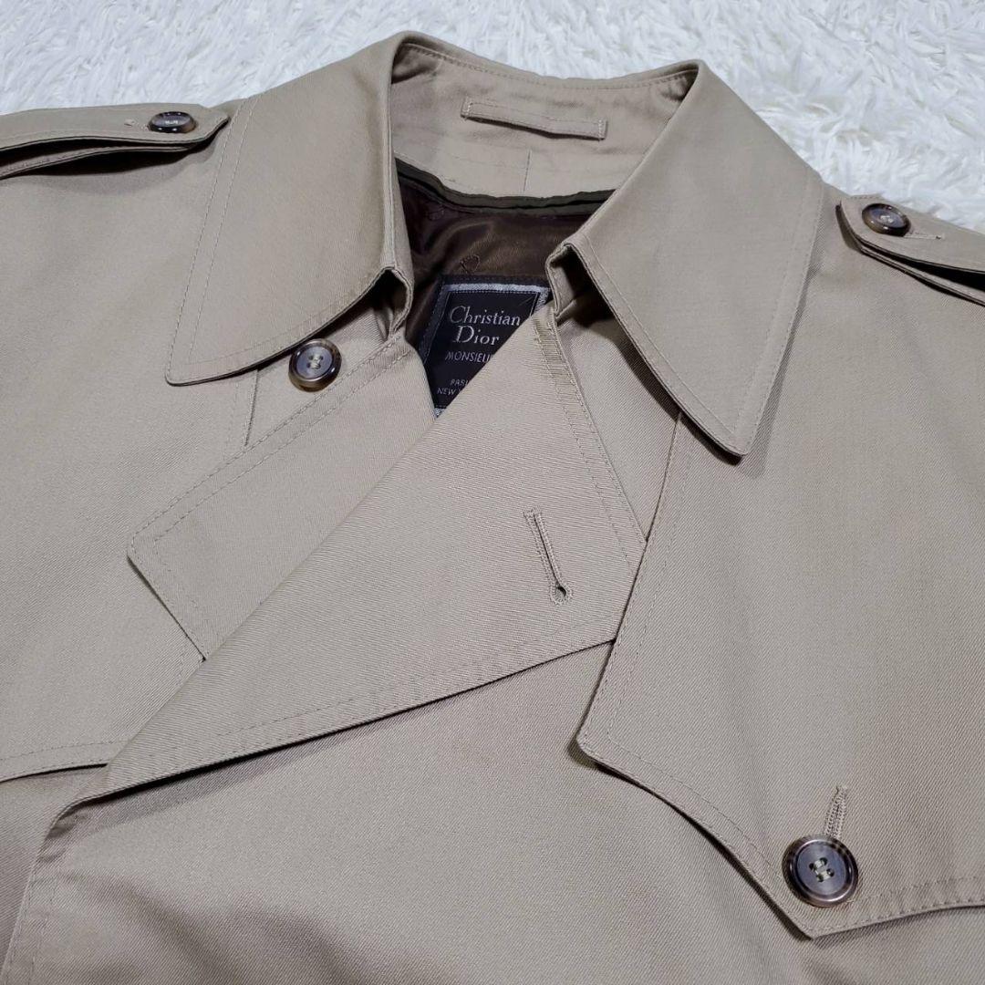 美品 L クリスチャン ディオール ロング トレンチ コート ベージュ ライナー