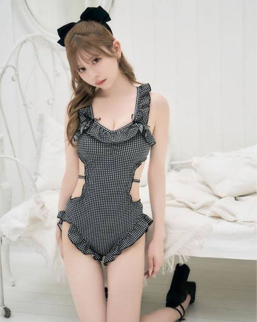 ミシェルマカロン michellMacaron ギンガムクロスリボンスイムウェア