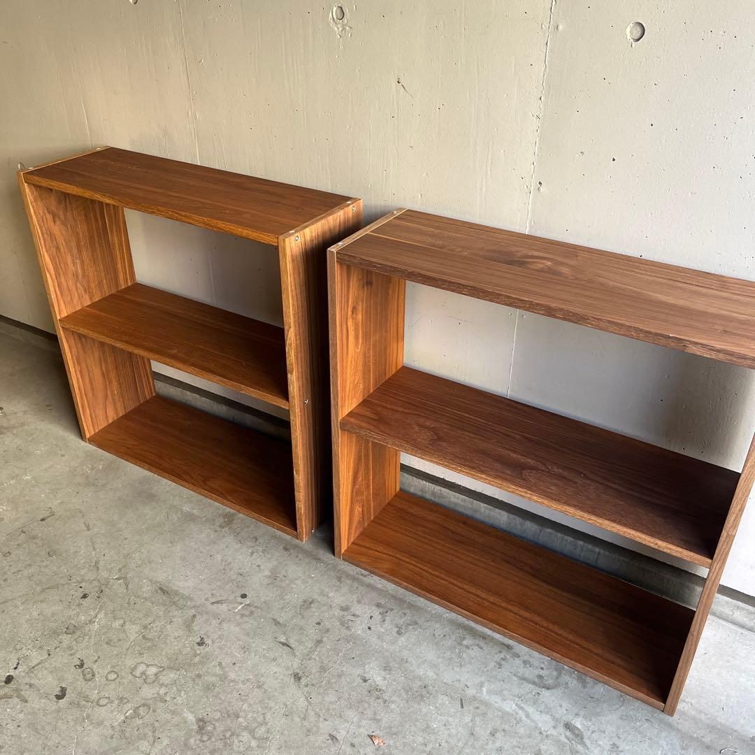 美品★無印 スタッキングシェルフ・ワイド・２段・ウォールナット材 ２個セット