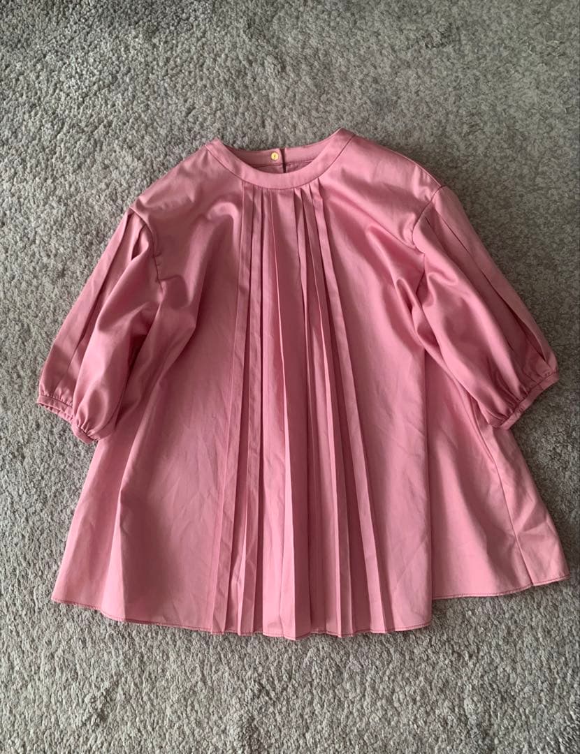 drawer ドロワー ピンクパフスリーブプリーツブラウス 36