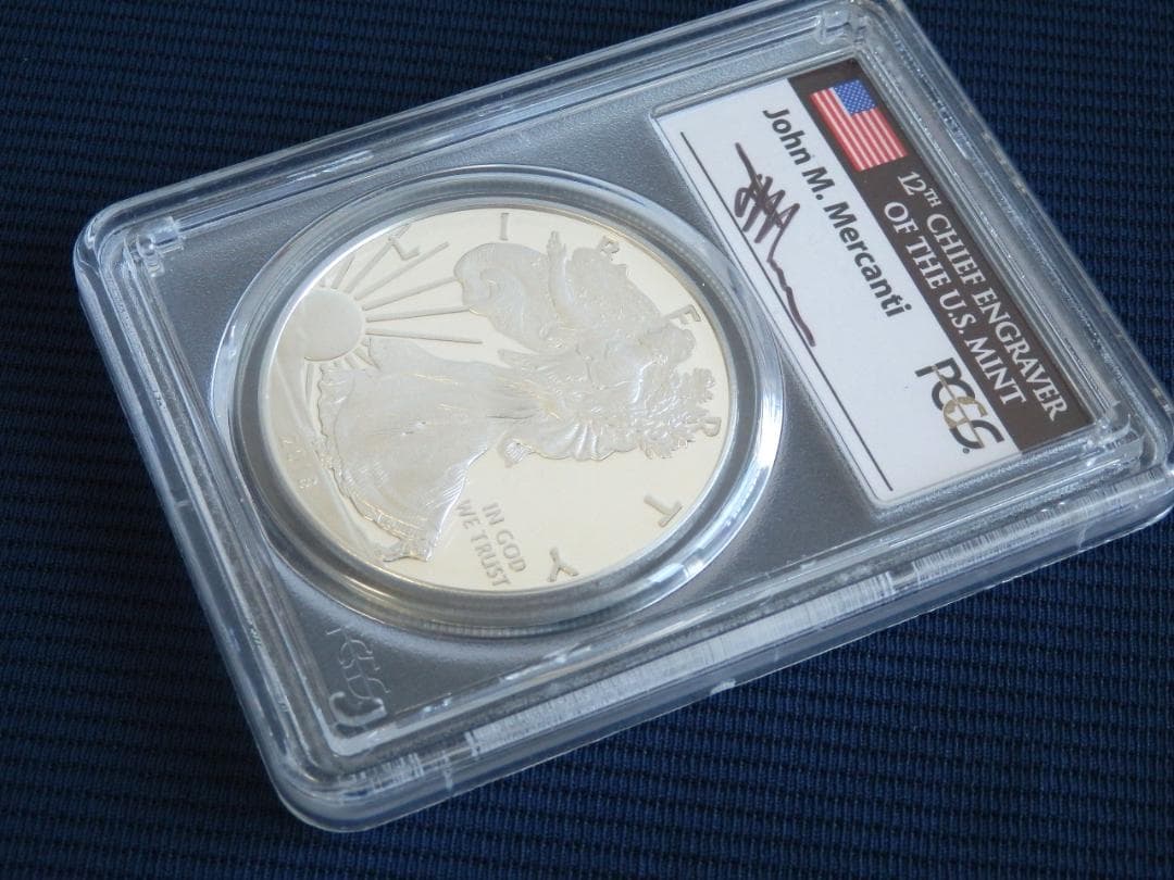 値下げ】米国2018年イーグル銀貨　ジョン・マーカンティサイン PR70DCAM