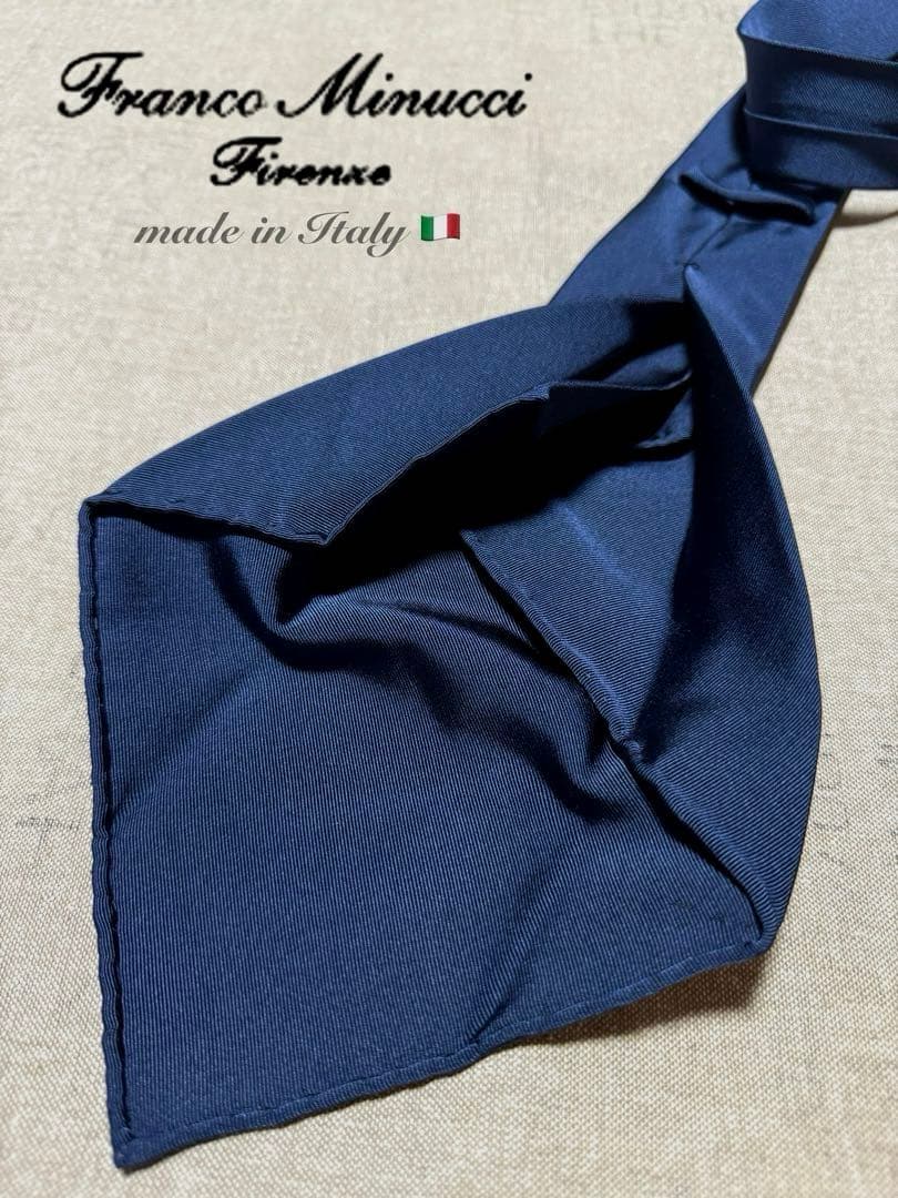 Franco Minucci／セッテピエゲ／ソリッドタイ／ネイビー／Italy製