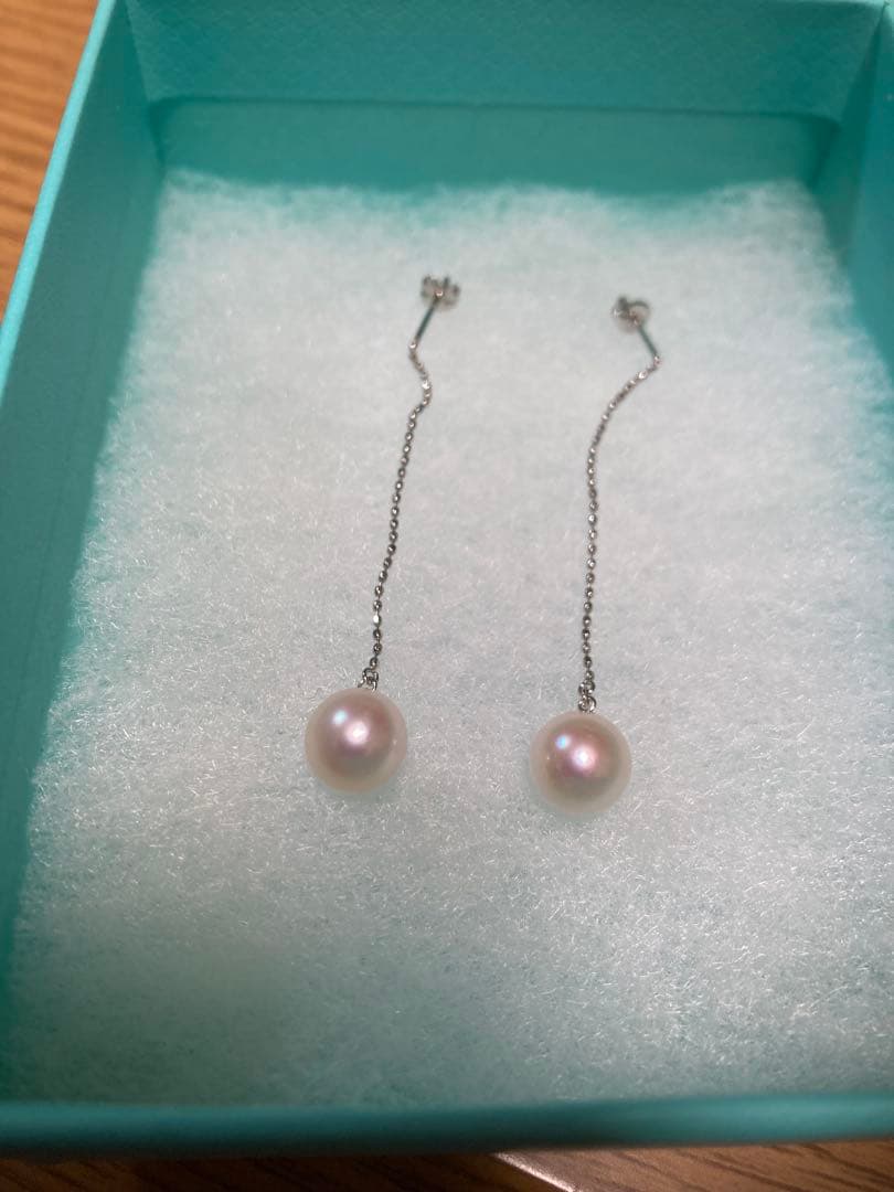 アコヤ真珠k18WGロングチェーンピアス新品同様　送料無料！