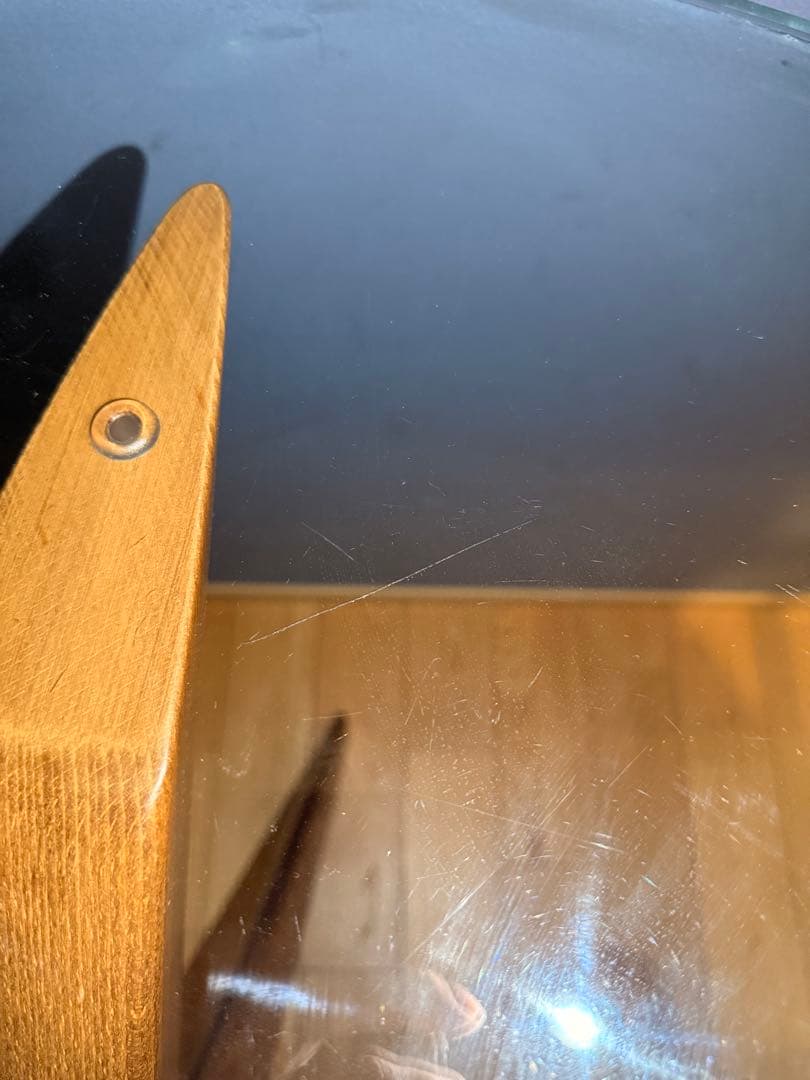 円形ダイニングテーブル ガラス天板 木製脚