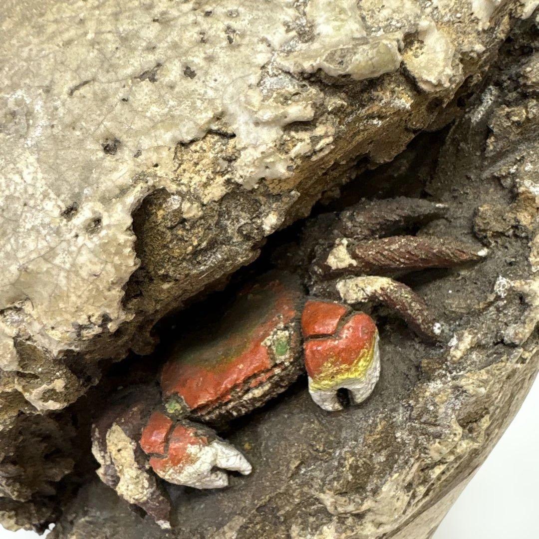 【希少】　楽山焼 玉井楽山作 天神蟹彫り　花器