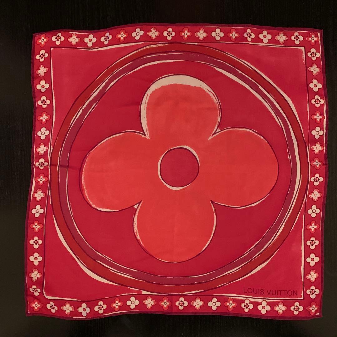 ジュンコ　LOUIS VUITTON フラワー スカーフ 赤