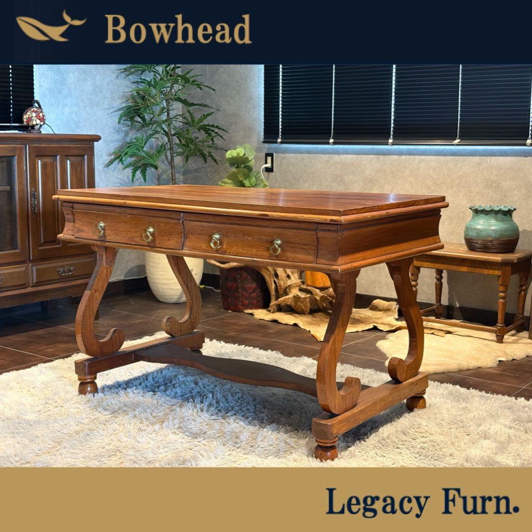 英国　アンティーク　ウッドデスク　スリランカ　ライティングデスク　ブラウン　ns