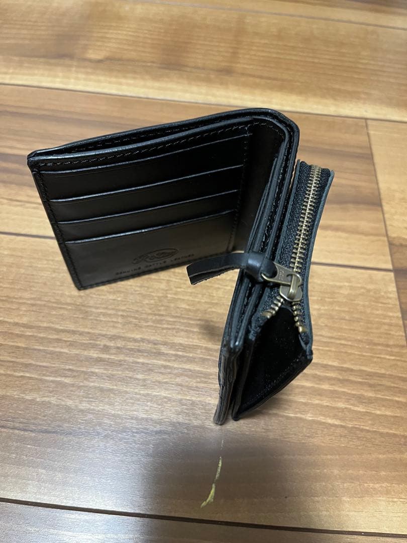 ROTAR ブラック 二つ折り財布 本革