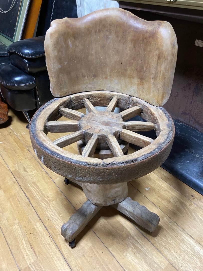車輪型 椅子 チェア 木製 No.4