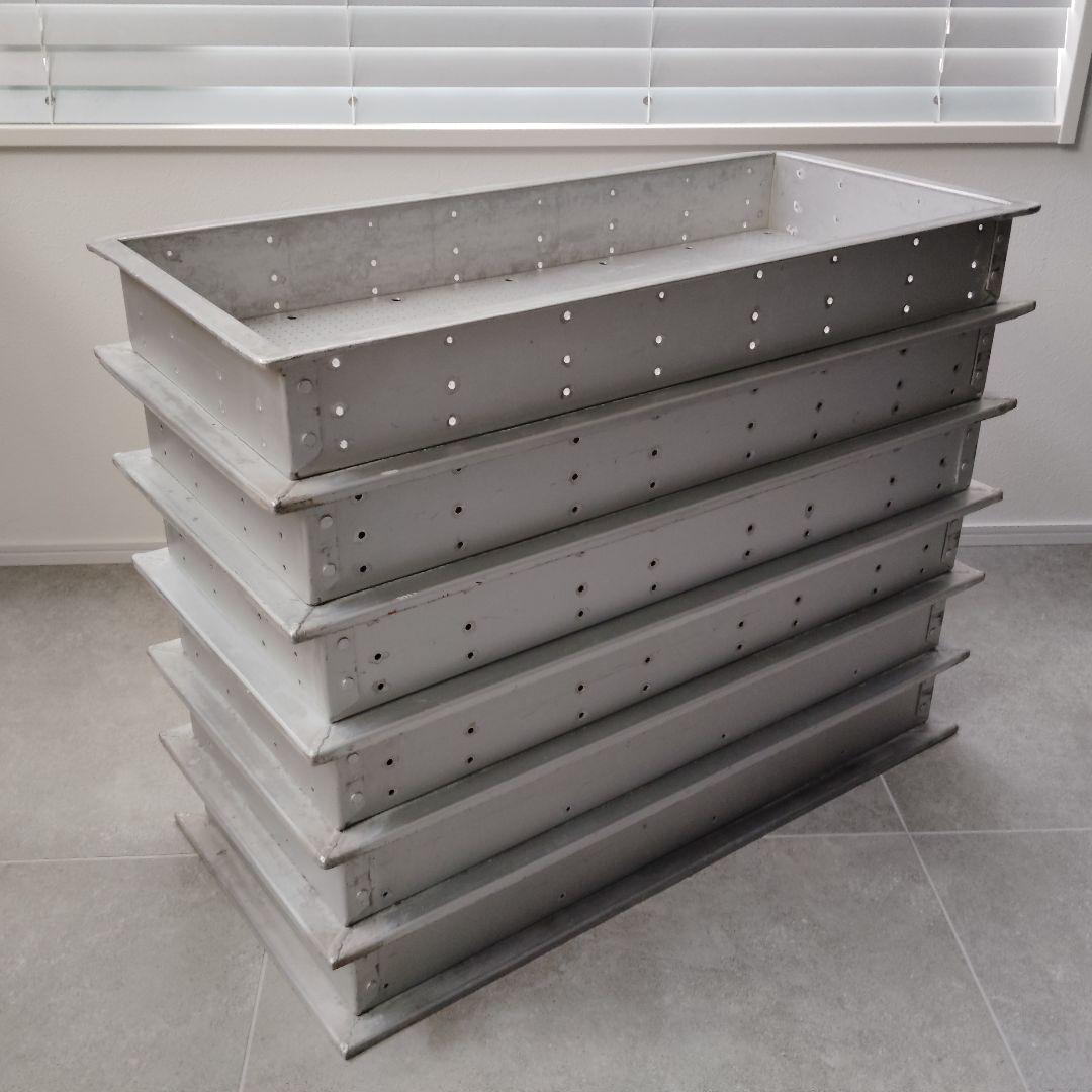 工業系　インダストリアル　アルミケース　6段セット　スタッキング　シルバー