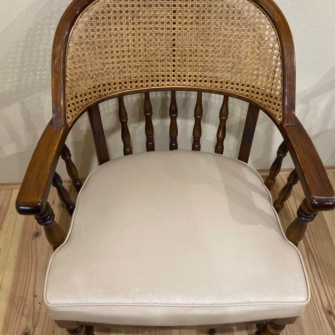① 【希少品】 オールド カリモク karimoku アームチェア　ラタン