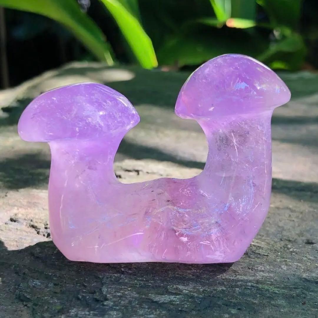 アメジスト　原石　双子　マッシュルーム　きのこ　紫水晶