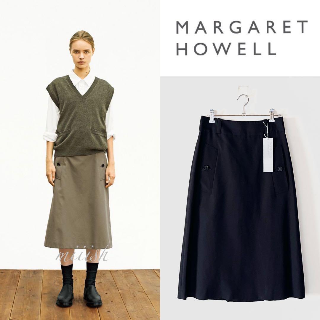 新品タグ付き マーガレットハウエル ウールリネントレンチスカート4.7万