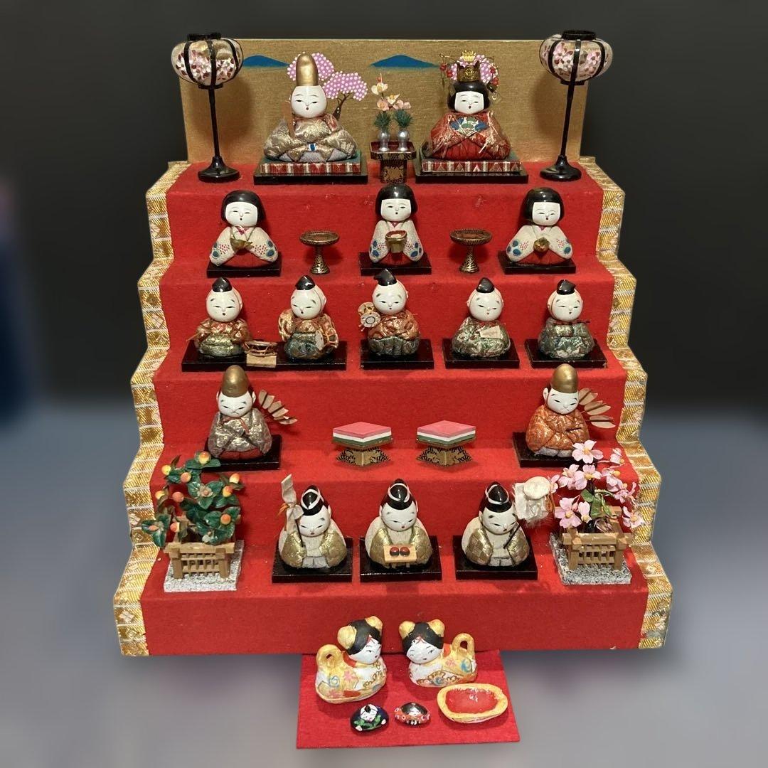 雛人形　ひろあゆたく　アンティーク木目込み豆雛　オマケ付き