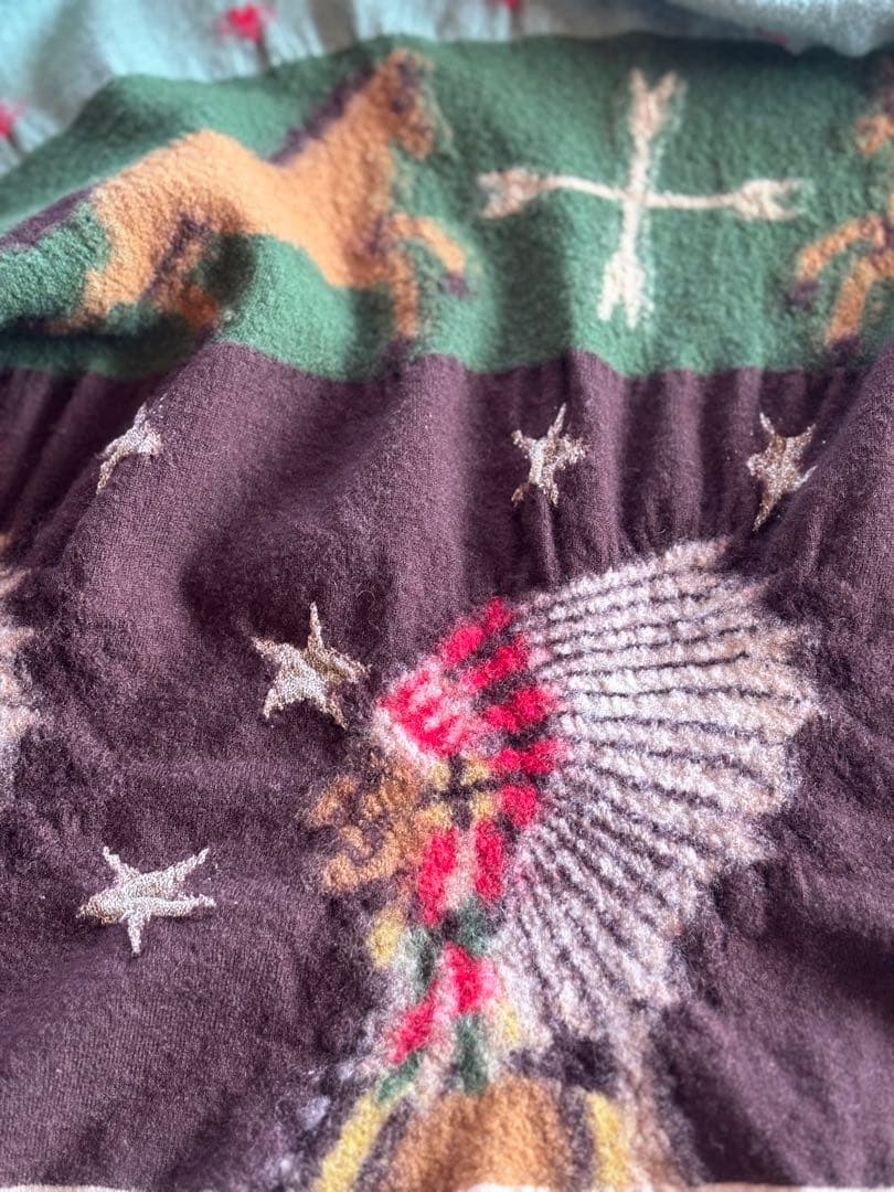 希少！KAPITAL 縮絨ウールストール　　エンジェル&インディアン&馬