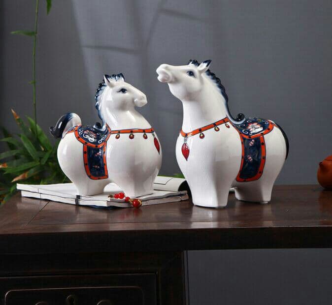 家の装飾、陶磁器の幼なじみの置物1対