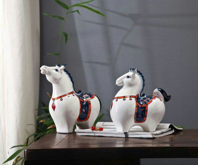 家の装飾、陶磁器の幼なじみの置物1対