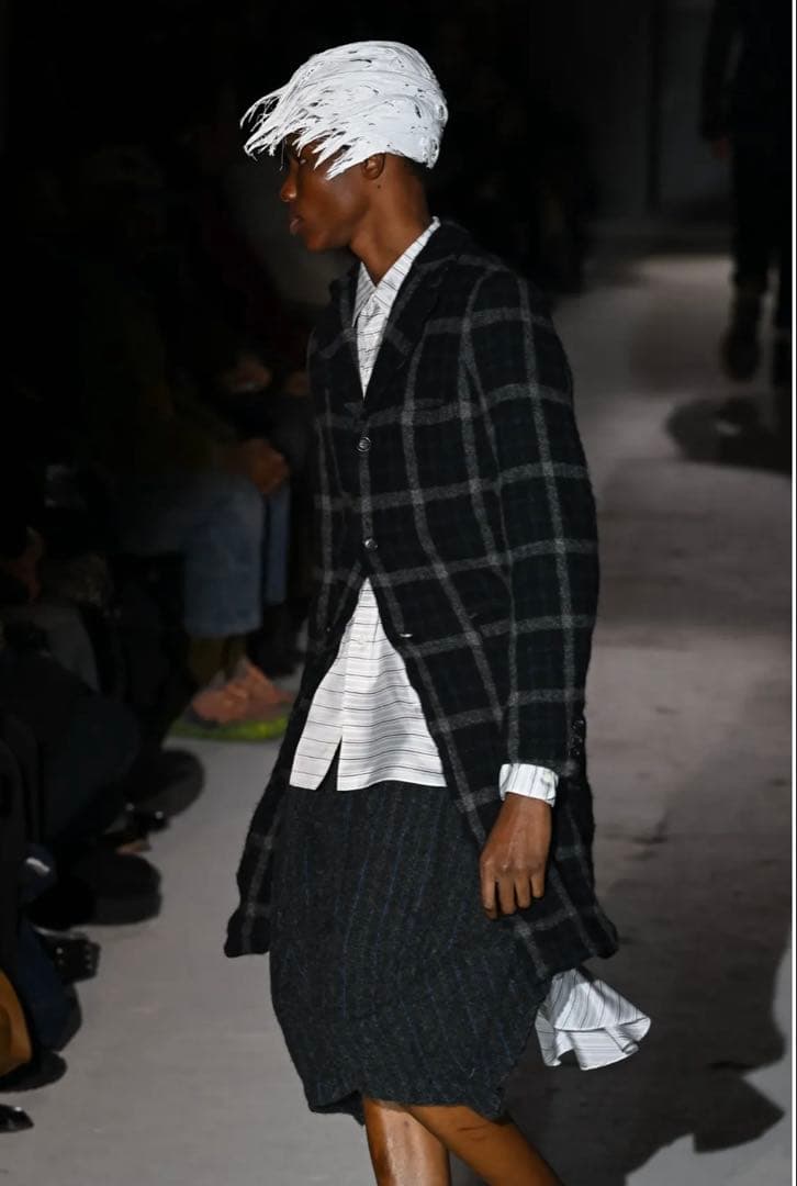 縮絨　ロングジャケット　チェック　2024AW