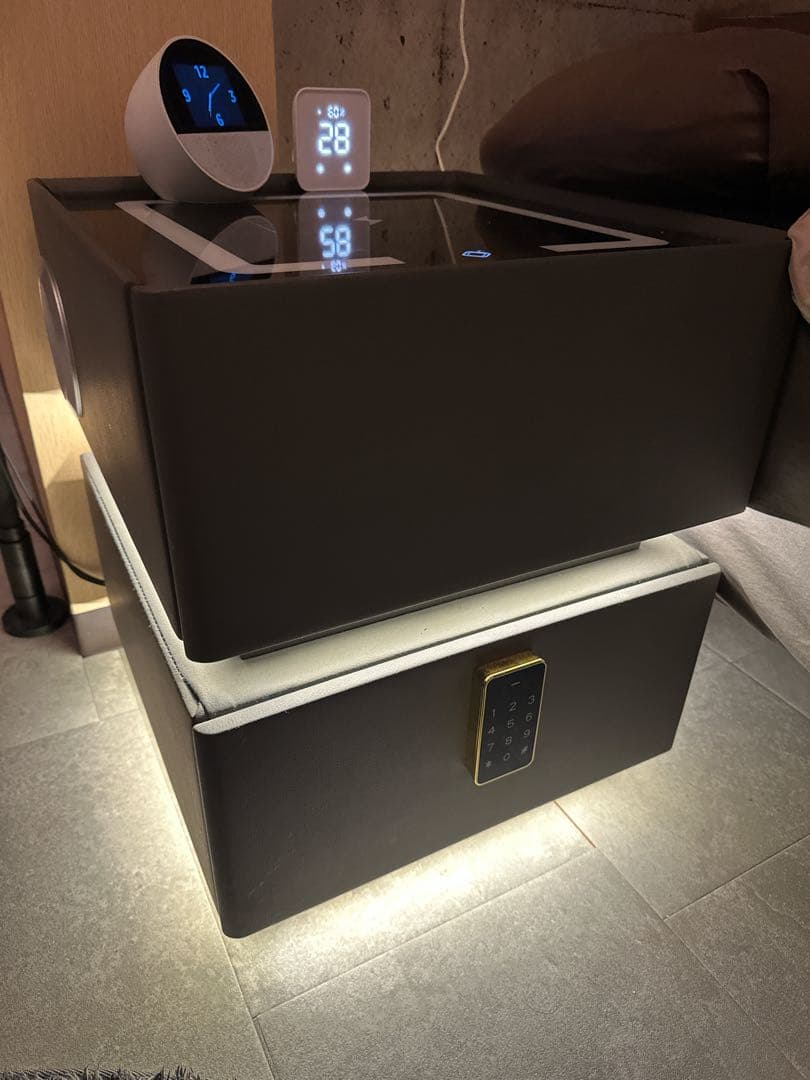 TPTBON パスワードロック LEDベッドサイドテーブル 充電ステーション