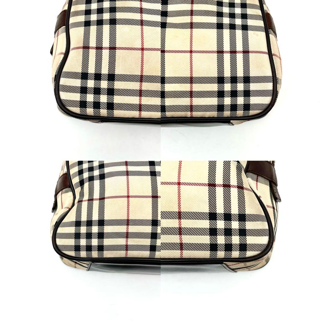 BURBERRY ノバチェック レザー キャンバス ボストンバッグ