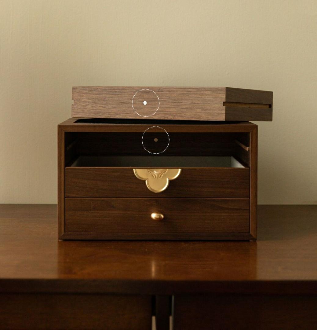 ジュエリーボックス アクセサリーケース 銘木 木製 仕切り調整 3段 大容量