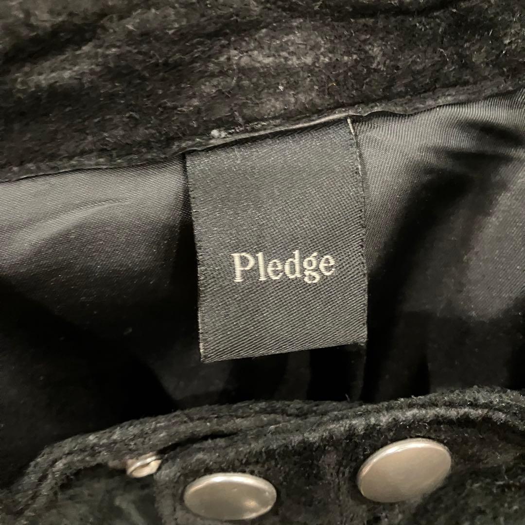 pledge プレッジ　牛革　スエード ブラック シングルライダース　ジャケット