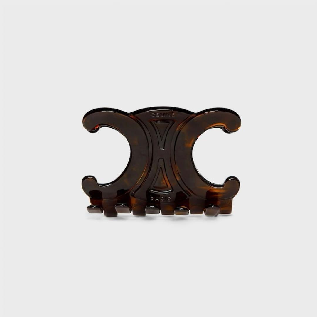 美品 現行 セリーヌ トリオンフ ヘアクリップ 髪留め べっ甲