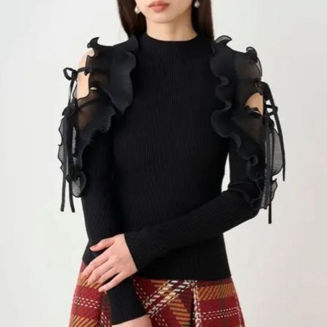 プリーツフリルドッキングニットプルオーバー