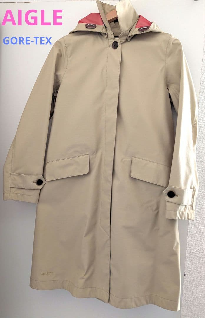 AIGLE GORE-TEXトレンチコート M ピンク裏地 ゴアテックス