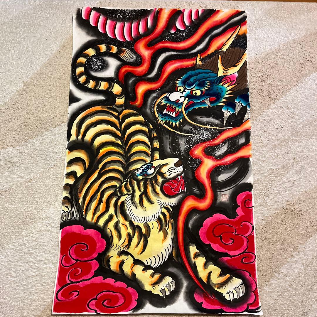 江戸凧　龍虎　絵紙