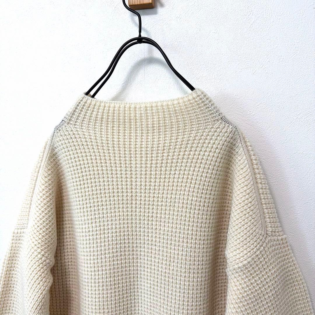 evam eva ウールカシミヤ　畦編み　ハイネックニット　エヴァムエヴァ