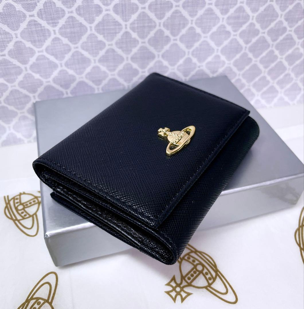 【大人気♡ショッパー付】新品 ヴィヴィアン・ウエストウッド　三折り財布 黒
