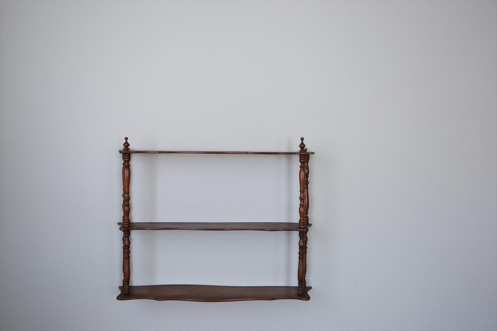 フランスアンティーク木製ウォールシェルフ/壁掛けラック/飾り棚(90-179)