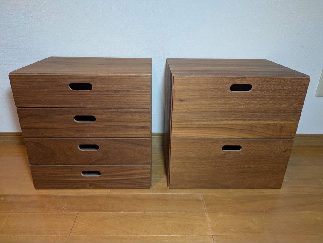 ■送料込■無印良品 スタッキングチェスト ウォールナット 引出し 収納 木製棚