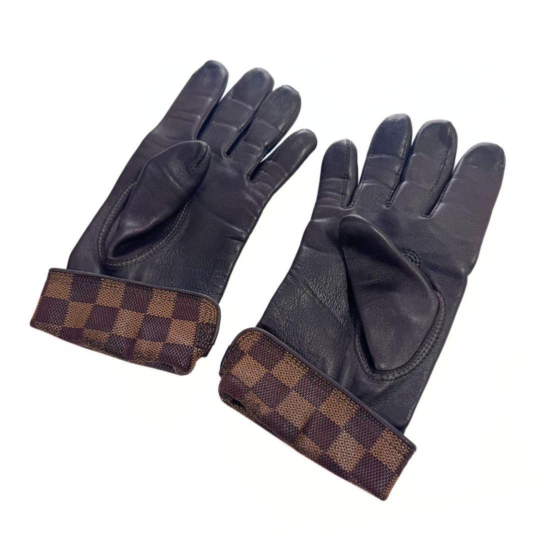 雷電 ルイヴィトン レザーグローブ ＃7.5 ラムスキン ダミエ 手袋