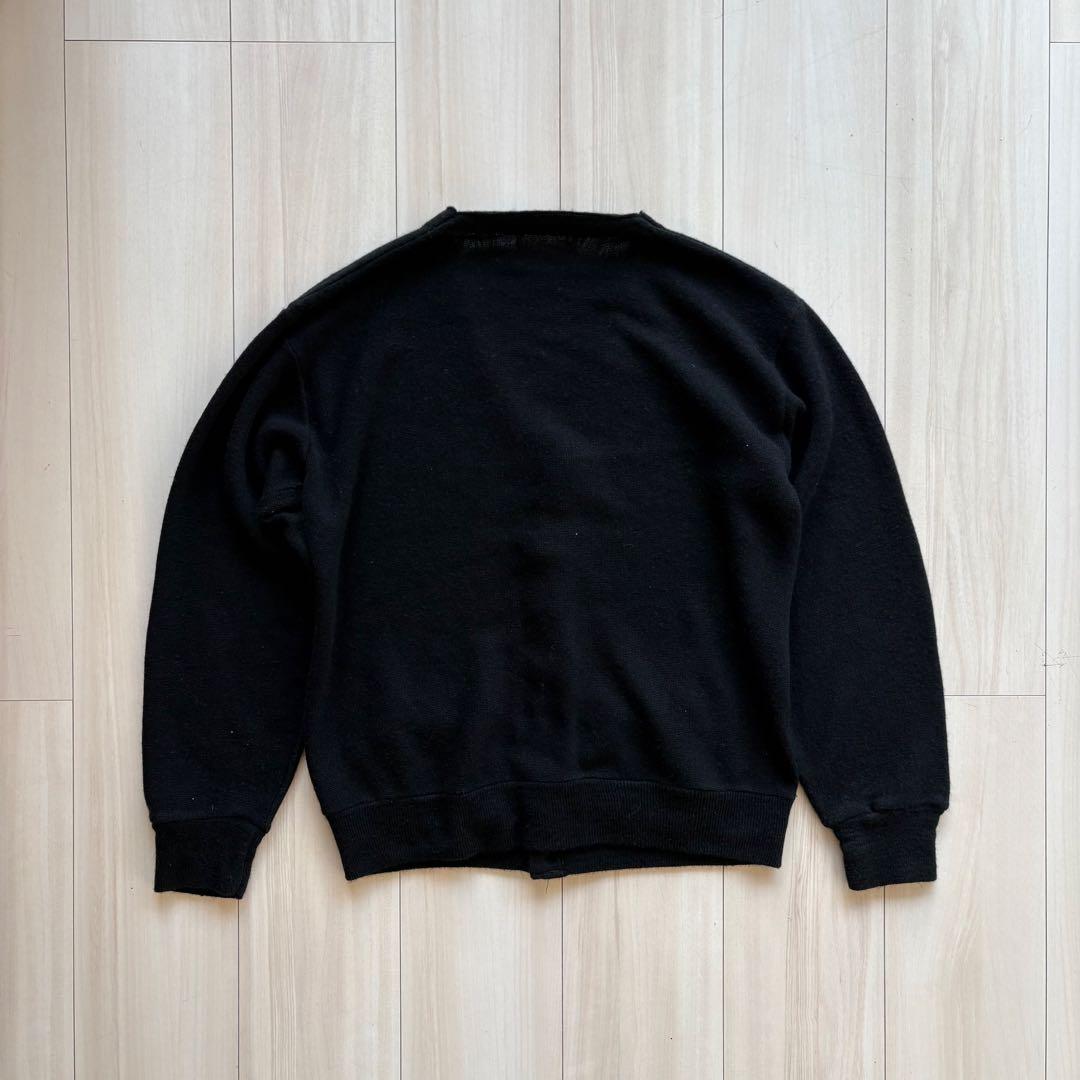 70s Sears KINGSROAD アクリルカーディガン 黒 ポケ付 ミント