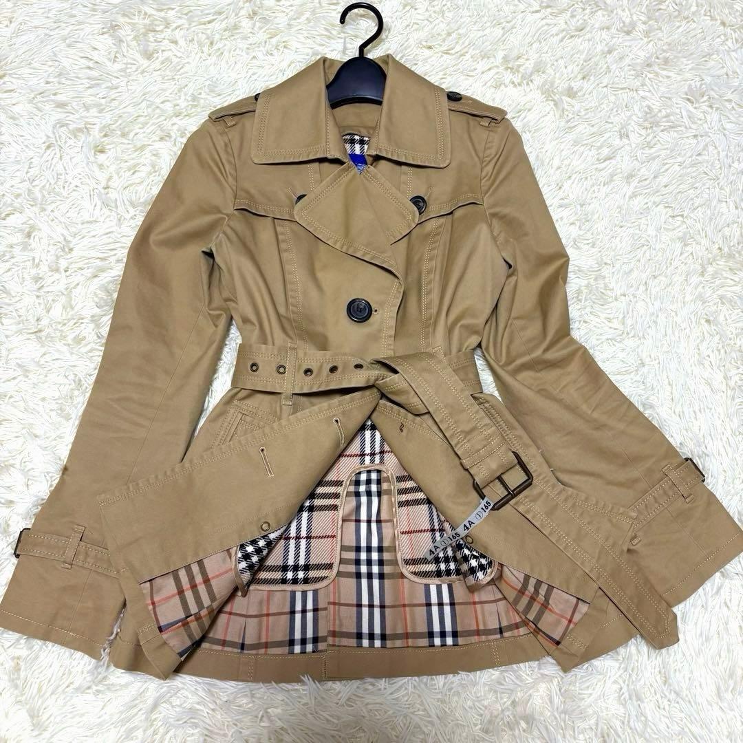 バーバリーブルーレーベル トレンチコート ノバチェック ベルト ライナー付き L