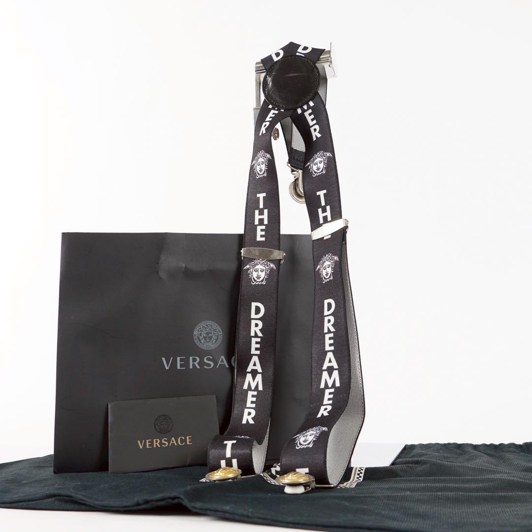 【極美品✨】ヴェルサーチ サスペンダー THE DREAMERロゴ ブラック