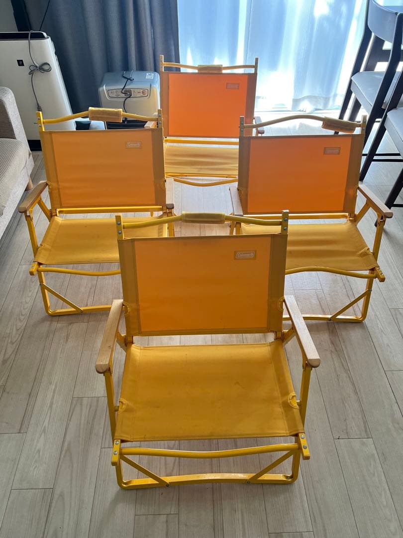 Coleman イエロー アウトドアチェア 4脚セット