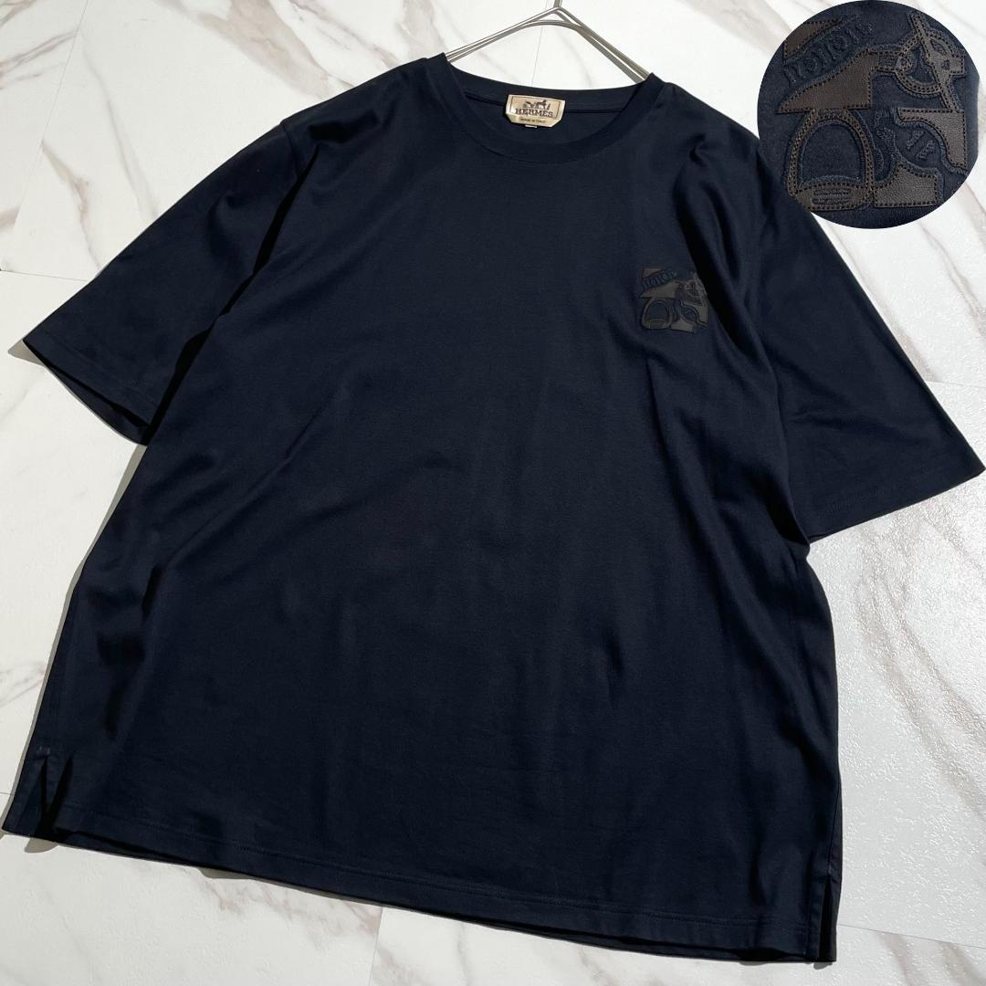 美品　エルメス　マリン　レザー　ミニパッチ　llerie　Tシャツ